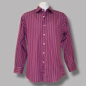 Charles Tyrwhitt Men’s Dress Shirt L Slim Fit | Purple Blue Pink Striped